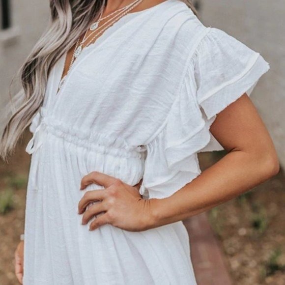 White Open Back Boho Maxi Dress LAST ONE! - Picture 6 of 9